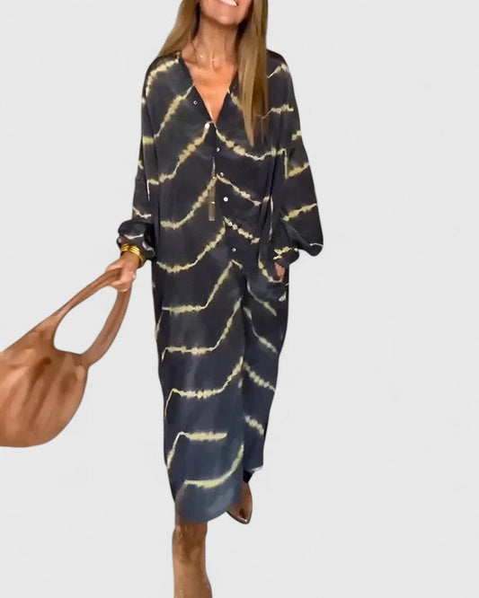 Amelie™ | Elegancka Boho Pasiasta Maxi Sukienka